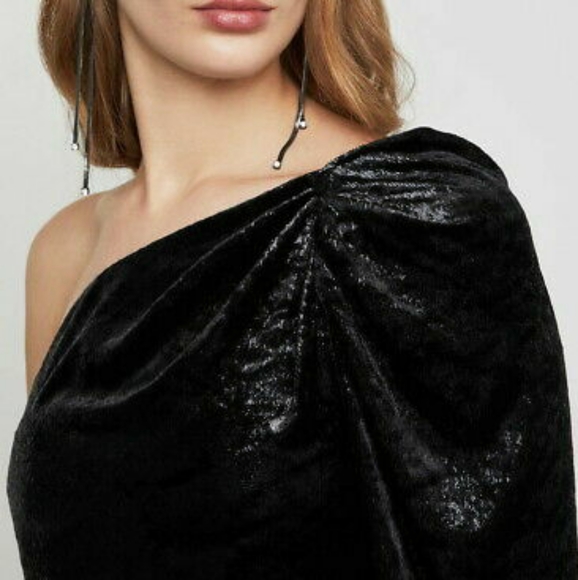 BCBG One Shoulder Shimmer Velvet Dress - Picture 5 of 5